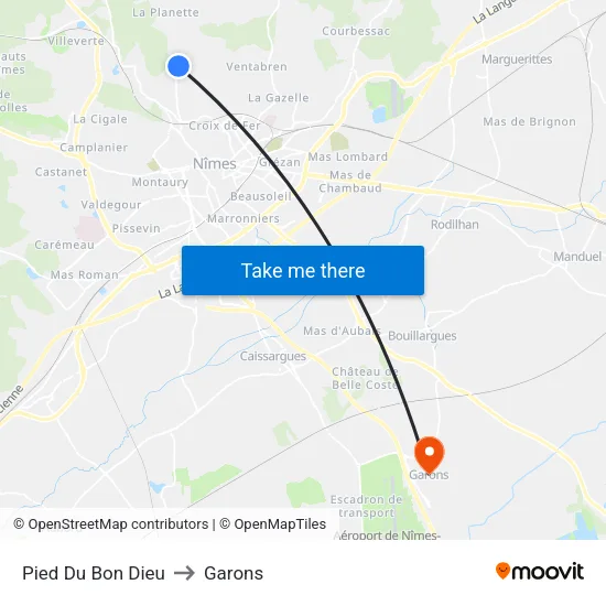 Pied Du Bon Dieu to Garons map