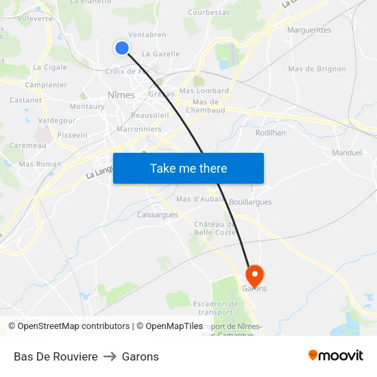 Bas De Rouviere to Garons map