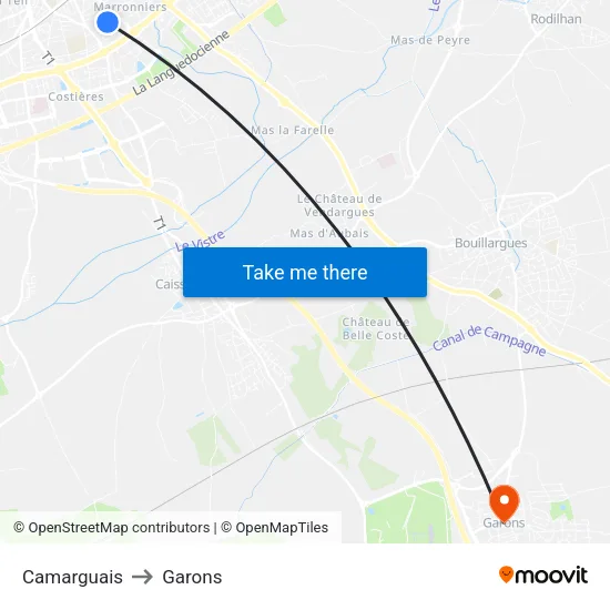 Camarguais to Garons map