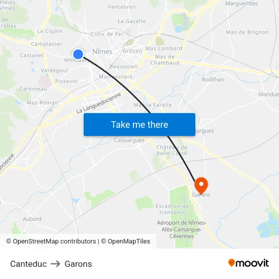 Canteduc to Garons map