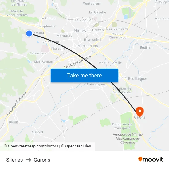 Silenes to Garons map