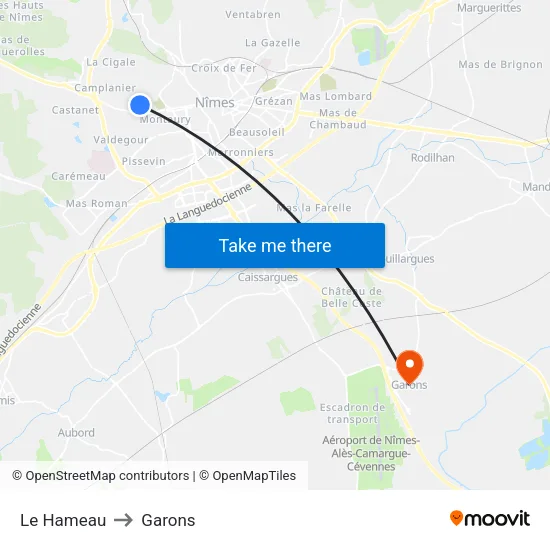 Le Hameau to Garons map