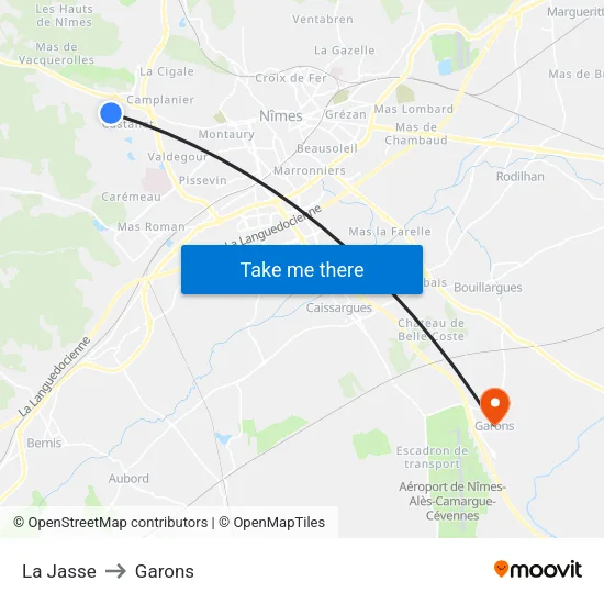 La Jasse to Garons map