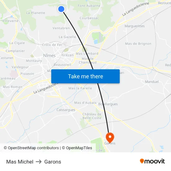 Mas Michel to Garons map