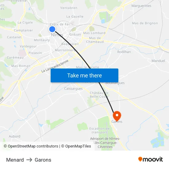 Menard to Garons map