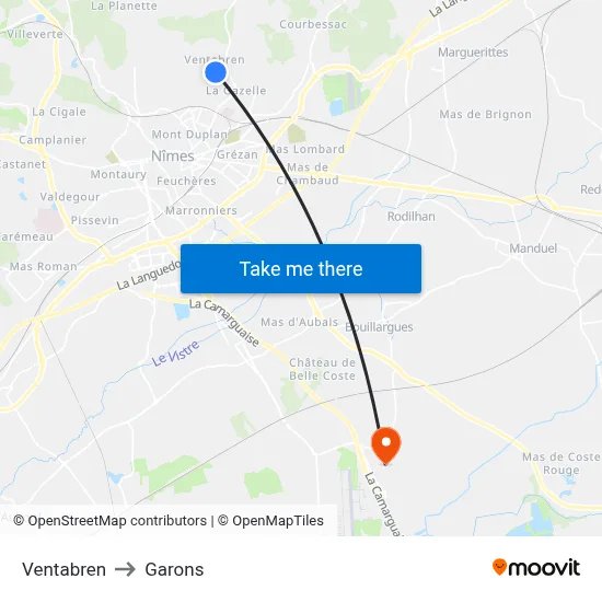 Ventabren to Garons map