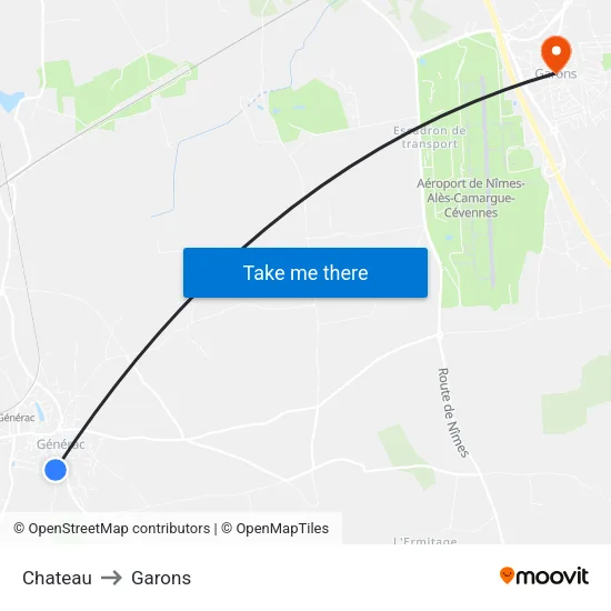 Chateau to Garons map