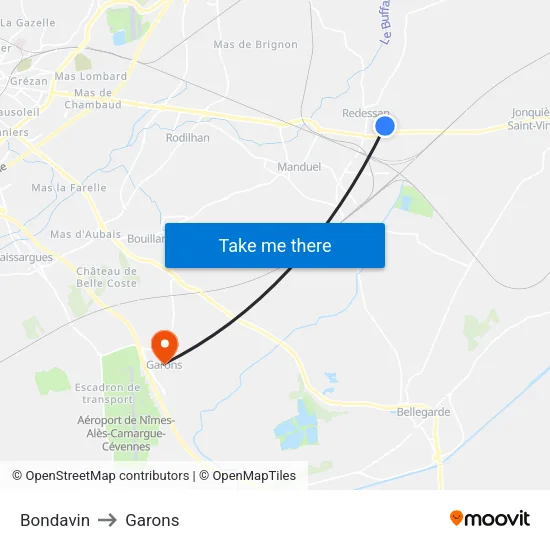 Bondavin to Garons map