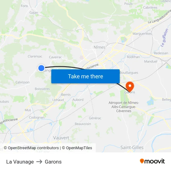 La Vaunage to Garons map