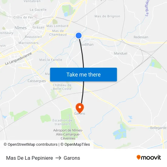 Mas De La Pepiniere to Garons map