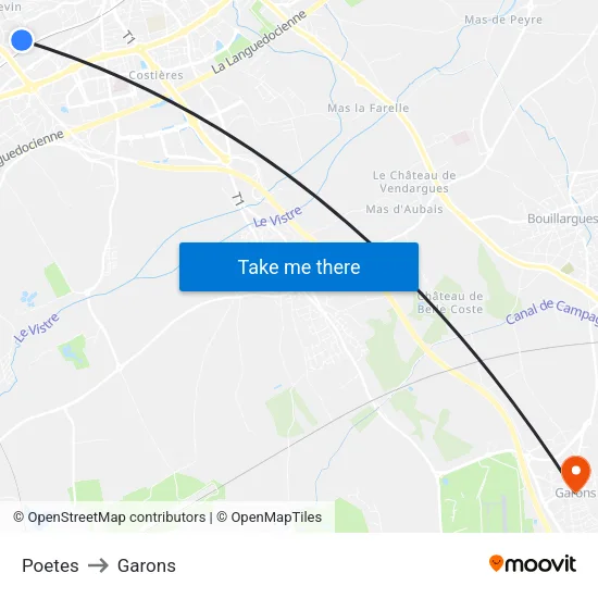 Poetes to Garons map