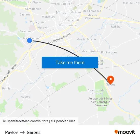 Pavlov to Garons map
