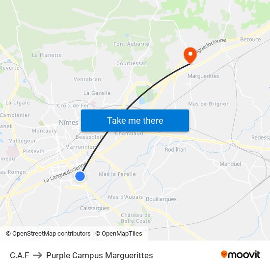 C.A.F to Purple Campus Marguerittes map