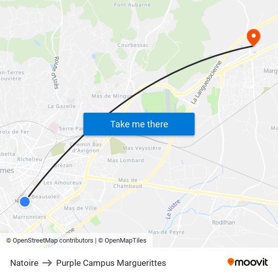 Natoire to Purple Campus Marguerittes map