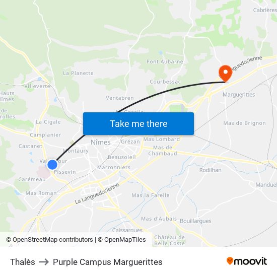 Thalès to Purple Campus Marguerittes map