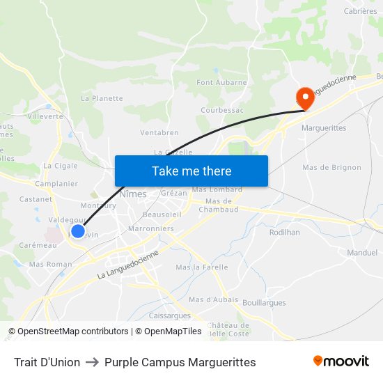 Trait D'Union to Purple Campus Marguerittes map