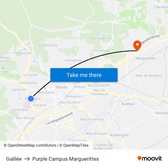 Galilée to Purple Campus Marguerittes map