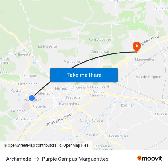 Archimède to Purple Campus Marguerittes map