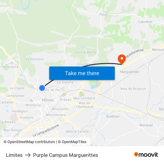 Limites to Purple Campus Marguerittes map