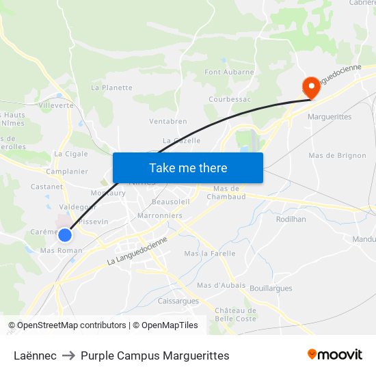 Laënnec to Purple Campus Marguerittes map