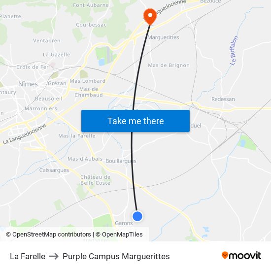 La Farelle to Purple Campus Marguerittes map