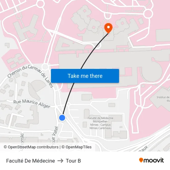 Faculté De Médecine to Tour B map