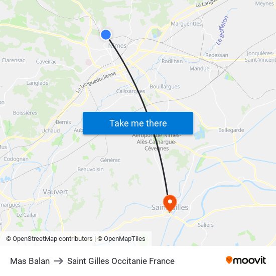 Mas Balan to Saint Gilles Occitanie France map