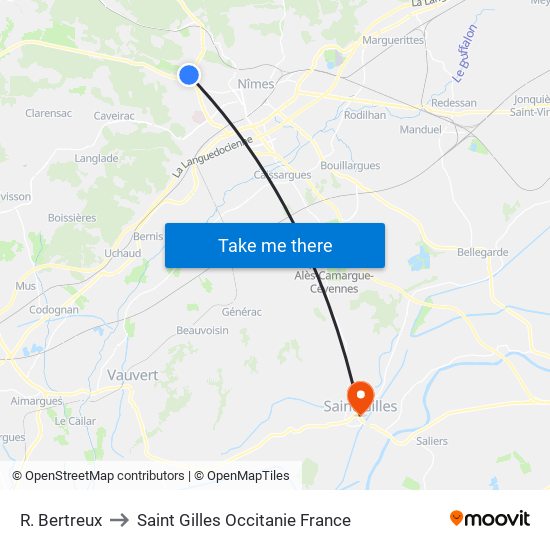 R. Bertreux to Saint Gilles Occitanie France map