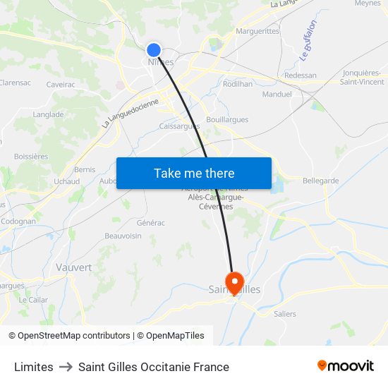 Limites to Saint Gilles Occitanie France map