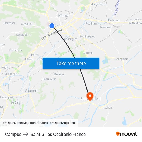 Campus to Saint Gilles Occitanie France map