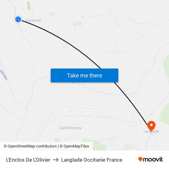 L'Enclos De L'Olivier to Langlade Occitanie France map