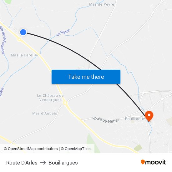 Route D'Arlès to Bouillargues map