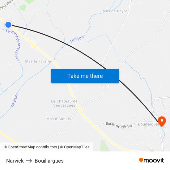 Narvick to Bouillargues map