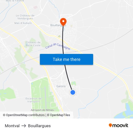 Montval to Bouillargues map