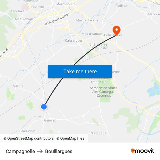 Campagnolle to Bouillargues map