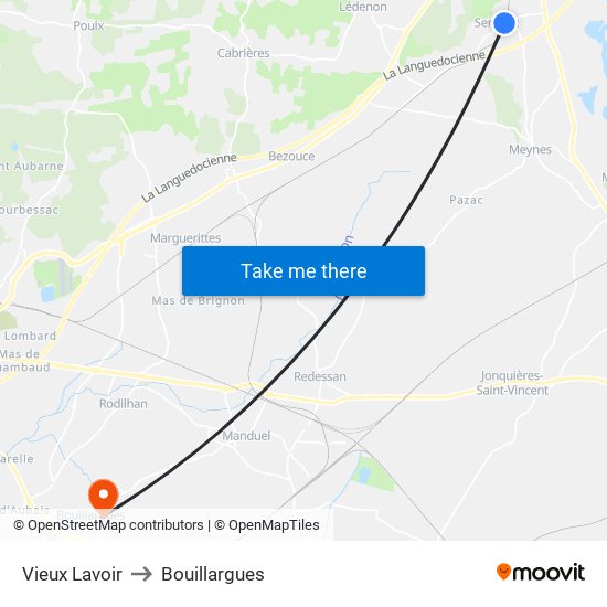 Vieux Lavoir to Bouillargues map