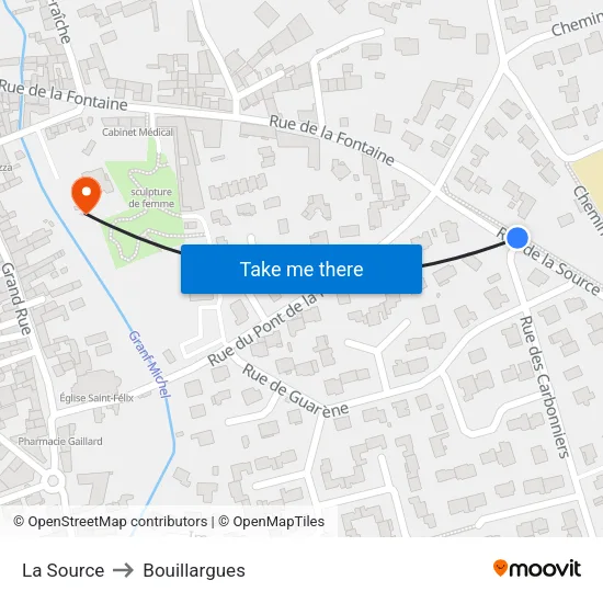 La Source to Bouillargues map