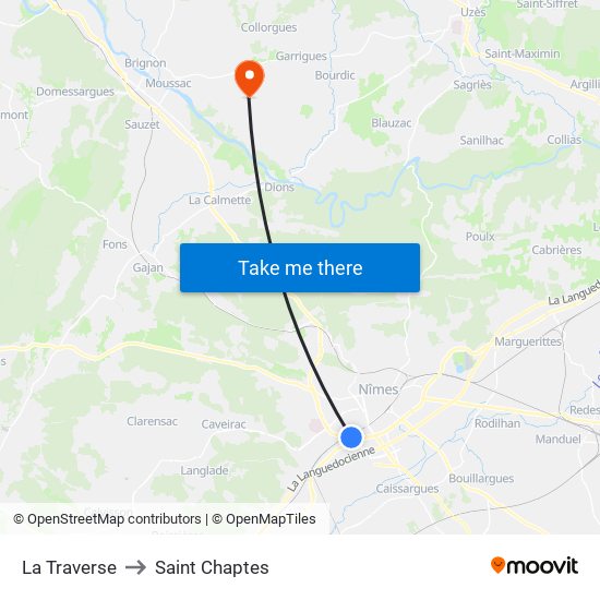 La Traverse to Saint Chaptes map