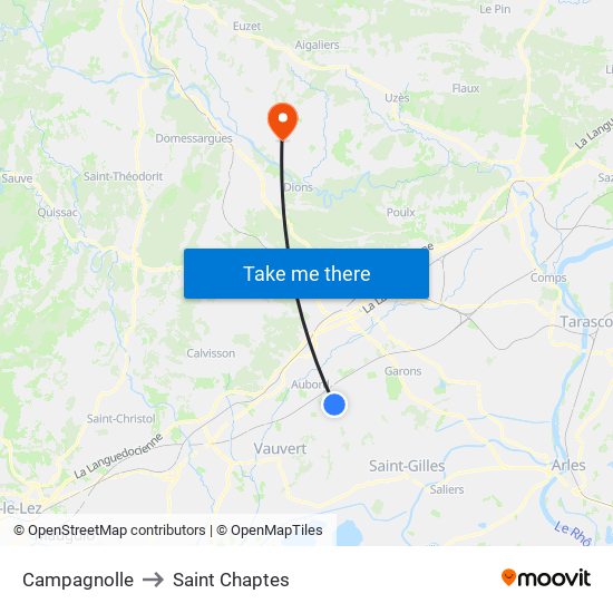 Campagnolle to Saint Chaptes map