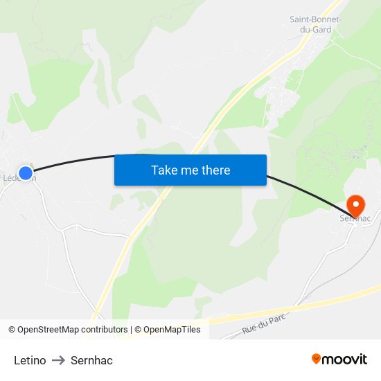 Letino to Sernhac map
