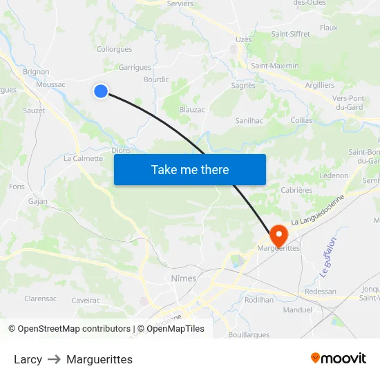 Larcy to Marguerittes map