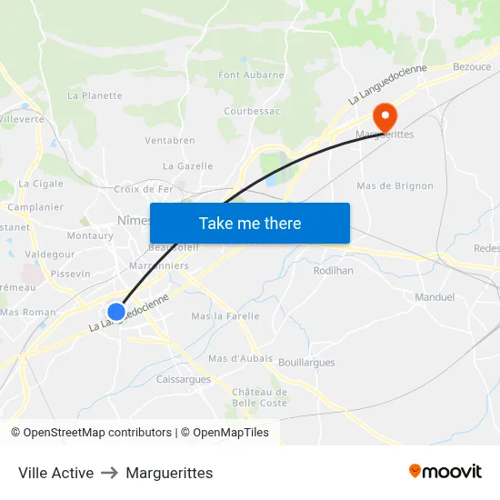 Ville Active to Marguerittes map