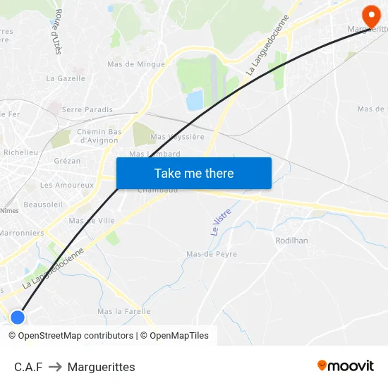 C.A.F to Marguerittes map