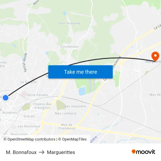 M. Bonnafoux to Marguerittes map