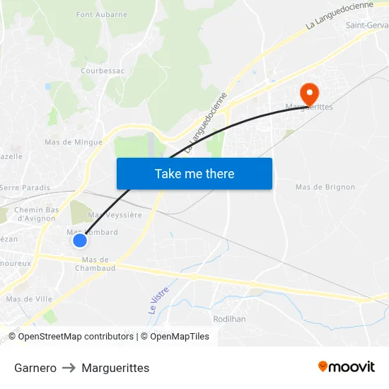 Garnero to Marguerittes map