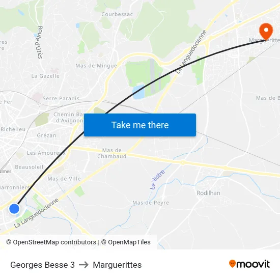 Georges Besse 3 to Marguerittes map
