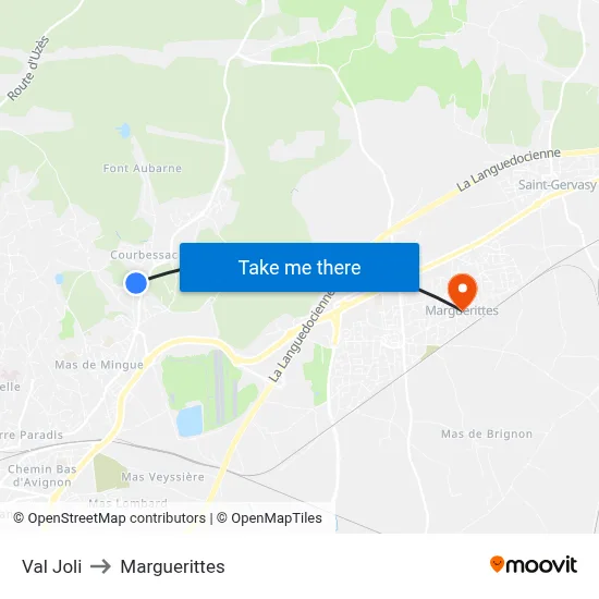 Val Joli to Marguerittes map