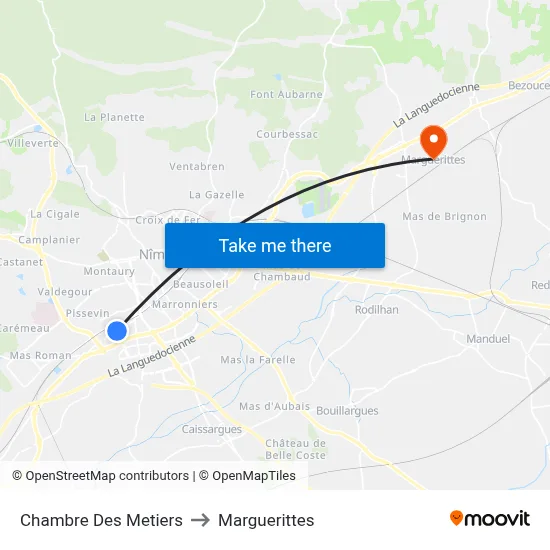 Chambre Des Metiers to Marguerittes map