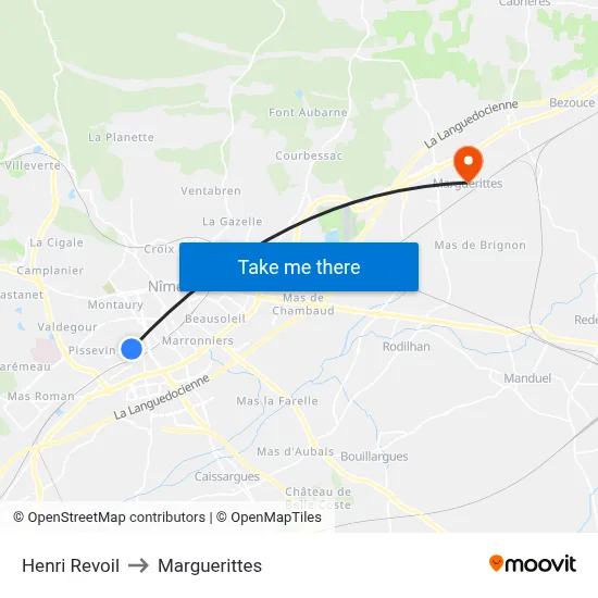 Henri Revoil to Marguerittes map
