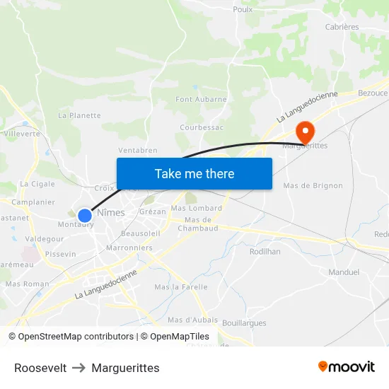 Roosevelt to Marguerittes map